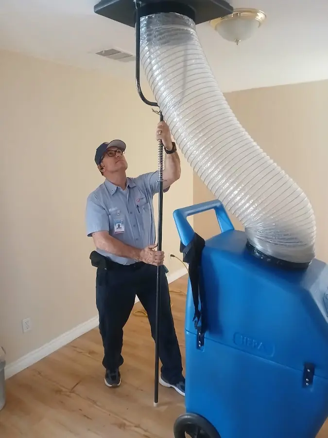 HVAC Installation technician using HEPA equipment in Erwin